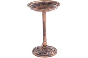 Oypla Traditional Ornamental Pedestal Garden Water Bird Bath (Bronze)