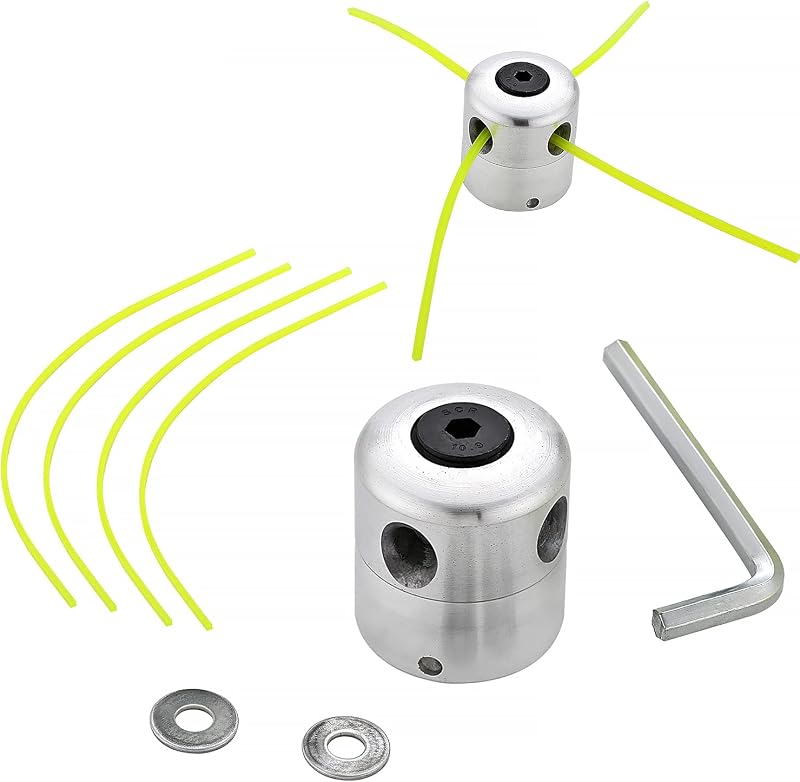 SWAWIS Aluminio Cabezal Desbrozadora Universal Cabezal Hilo Aluminio Cortacésped Duradero para Desbrozadora de Césped (1 Cabezales de Hilo + 4 Hilos)