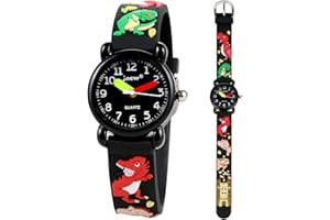 Mamiddle Mädchen und Jungen Analog Quarz Uhr mit Cartoon Design 30M wasserdichte Silikon/Nylon Armband Japanischen Quarzwerk Lern Armbanduhr für Kinder 3-10 Jahre