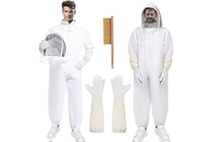 SOSISUL Imkeranzug Imkerei Anzug Ganzkörper Schutzanzug Schutzbekleidung mit Schleier, Kapuze, Handschuhe, Schutz Bienen-Outfit für den Garten und Imkereibedarf (XL)