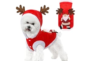 Raveparty Dog Christmas Outfit, Christmas Cat Outfit, Dog Christmas Costume with Santa Claus Hooded Bodysuit for Pet Christmas Costume (XL)