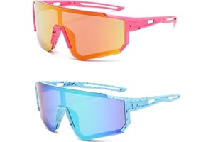 SESEBEE 2 Pack Kids Sunglasses Youth Baseball Sunglasses with UV400 Protection, Strap, Storage Pouch, Cleaning Cloth & Case,Boys Girls Sport Polarized Sunglasses for Outdoor