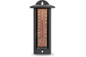 ETI LCD Max Min Thermometer Black, Ideal For Growing Rooms, Growing Cabinets, Greenhouses