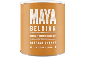 COFFEE WORLD Maya Drinks Belgian Flakes Drinking Hot Chocolate Cocoa for Home, Cafe, Business Shop (Vegan, Gluten Free, No GMO's) (1KG Resealable Tub)