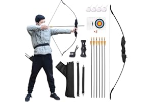 Runzkzy Recurve Bow and Arrow Set, Archery Recurve Bows for Adults, Takedown Recurve Bows with Archery Quiver and archery Targets, Hunting Bow for Beginner Outdoor Shooting Practice