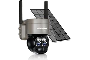 BEENOZO 4K Telecamera WiFi Esterno Batteria Senza Fili,360°PTZ Videocamera Sorveglianza Esterno WIFI con Pannello Solare,8X Zoom 8MP Visione Notturna a Colori,Rilevamento Movimento PIR,Audio a 2 Vie,IP66