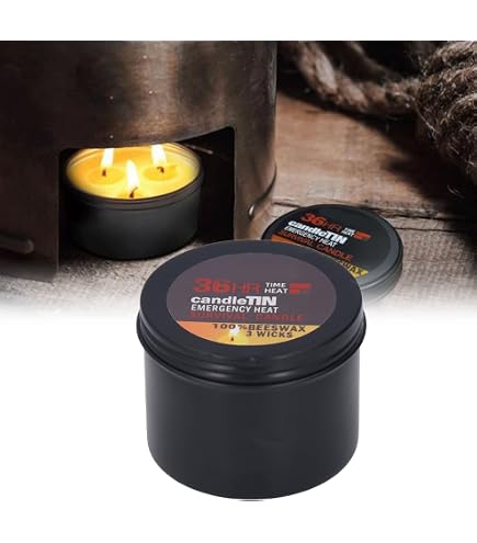 Bougie de Survie et d'Urgence 3 Mèches 36 Heures, Bougie Tempête et Combustion Longue pour Pannes de Courant, Randonnée, Camping et Pique-Niques