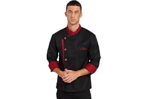 CHICTRY Veste de Chef Cuisine Professionnel Manches Longues Unisexe Homme Femme Uniforme pour Hôtels Restaurants Boulangerie M-4XL