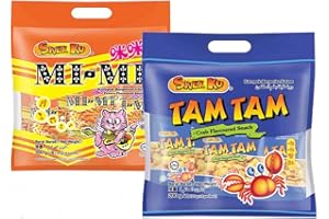 TUNEZ Snek Ku Malaysia Tam Tam Crab Flavour MiMi Prawn Flavour Crispy Halal Food Teatime Snacks 1 Pack x 200g (25g x 8 packets) (Crab Flavour)