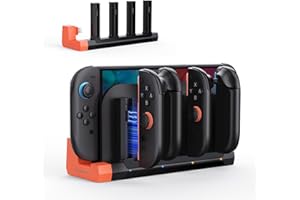 TRANSNOVO Quad Joycon Station de charge sans fil pour manette Switch 2, manette 4 ports, station de charge rapide Joycon avec design magnétique, voyants LED, accessoire indispensable pour les joueurs