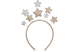PRYON Christmas Headbands for Adults,Star Headband Costume Kids Head New Accessories Women Xmas Boppers Adult Nativity Bands Glitter Band Hairband Girls Gold Silver Stars Festive Headpiece Outfit for Girl