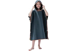 jooeer Surf Poncho Towel for Kids Microfibre Hooded Changing Beach Towel Dress for Boys Girls Pool Swimming Camping Travelling Bathing, Quick Dry, Lightweight
