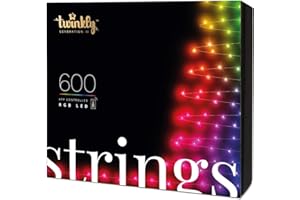 Twinkly - TWS600STP 600 RGB wielokolorowy łańcuch świetlny LED – sterowane za pomocą aplikacji, oświetlenie bożonarodzeniowe LED z czarnym kablem (48 m) – obsługuje IoT & Razer Chroma – dekoracja do wnętrz i na zewnątrz