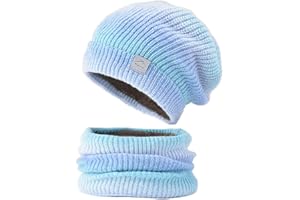 WANYIG Wintermütze Strickmütze mit Schal Damen Warme Mütze Beanie Herbst Winter Schal und Mütze Set 56-60CM