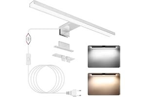 NIORSUN Lampe Miroir LED 12W 40cm pour Salle de Bain - Double Température de Couleur 4000K/6000K, 1100LM, IP44 - Applique Murale, Luminaire, Spot