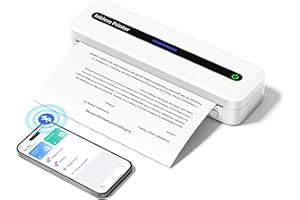 Zoolion Stampante Termica Portatile A4 per iPhone iPad Android Laptop, Stampante Wireless Piccola 300 Dpi per Adatta Casa Viaggio, Senza inchiostro, 2600 mAh, 600 g - Bianco