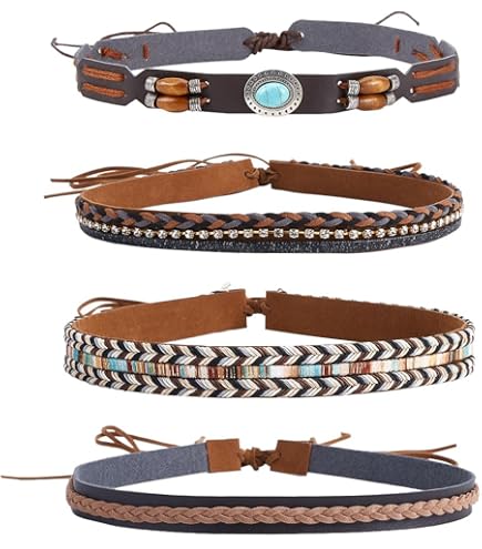 GORGECRAFT 4 Styles Hat Bands for Cowboy Cowgirl Women Men Turquoise
