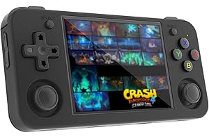 MENGTECH RG35XX H Console Portable,Système Linux avec écran IPS 3.5 Pouces et 5500+ Jeux Classiques,supporte la Manette de Jeu sans Fil 2.4G et la Sortie TV HDMI,Retro Console,Cadeaux pour Filles (Noir)