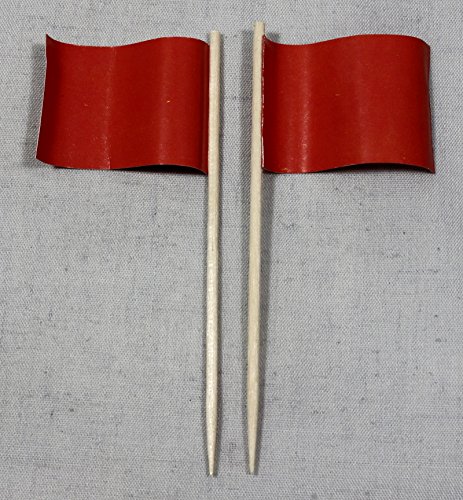 Party-Picker Flagge Uni Rot Papierfähnchen in Profiqualität 50 Stück Beutel zum selber beschriften