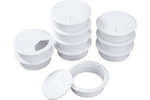 ISIYINER Pasacables de Mesa Blanco Cable de Escritorio de La Computadora de La Pc Circular de Plástico para Office Home Worktop 60mm 10 Piezas