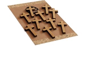 Simply Wallart 10 Pack - Crucifix Cross Wooden Embellishments for Crafting (43mm)