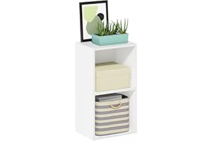 ‎FURINNO Furinno Pasir 2-stufiges Bücherregal mit offenem Regal, Weiß