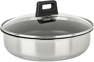 Sitram 715022 Sauteuse Acier Inoxydable SITRAMOVIBLE ARPEGE Ø24cm - Revêtement intérieur anti-adhésif sans PFOA - Couvercle Vapeur en Verre- Tout feux dont induction - Manche non Fourni