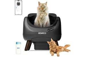 CATLINK Självrengörande kattlåda, automatisk kattlåda med öppen topp, 5 GHz-anslutning, stor kapacitet 12 L, för alla typer a