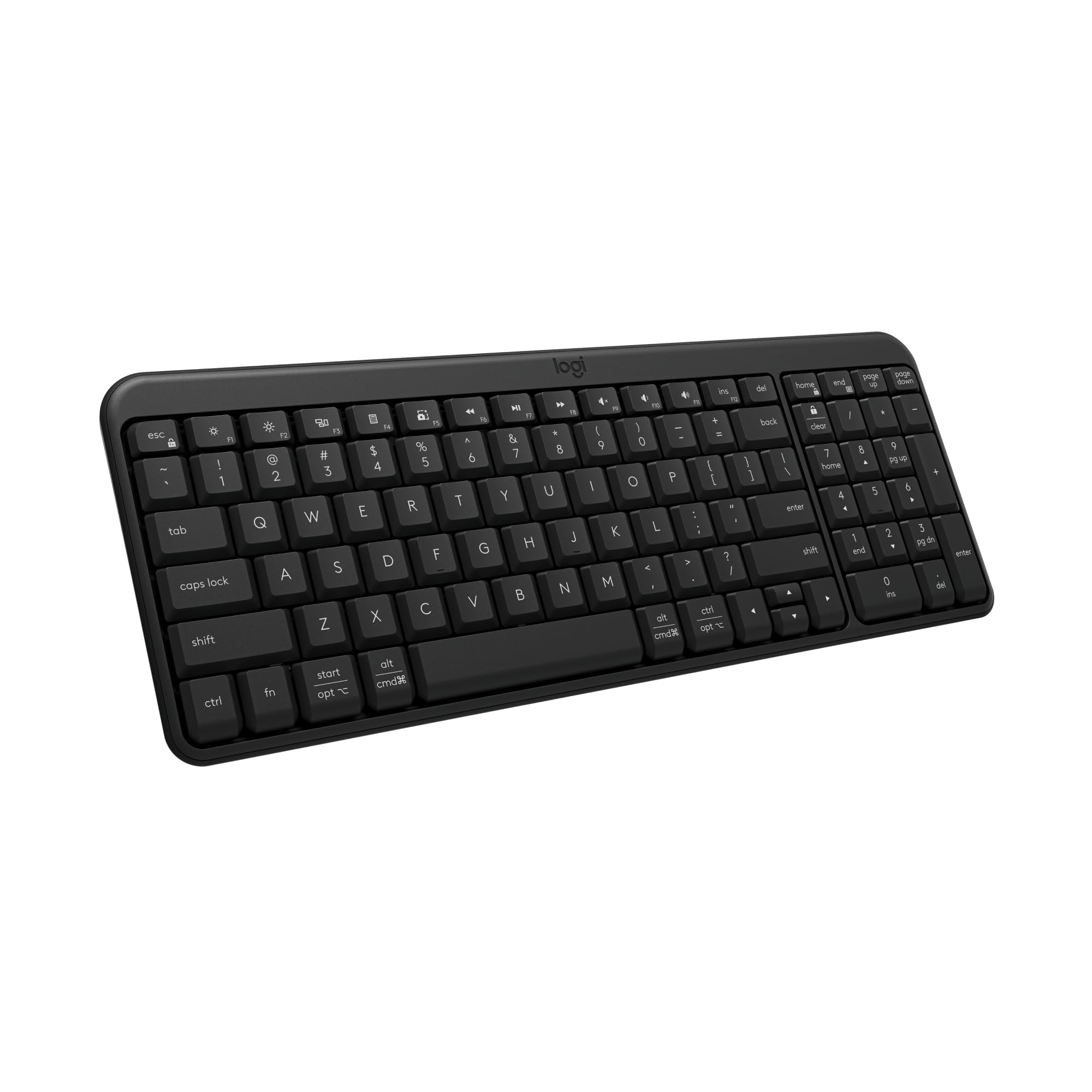 Logitech K250 Bluetooth Keyboard with Numpad, Easy Connectivity, Compact Wireless Keyboard Made with Recycled Plastic, Spill-Resistant, Comfortable Ke