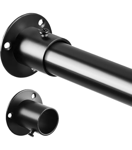 Gedotec Tringle Barre De Penderie Armoire - Rail à Vêtements Pour Meuble, Dressing - H10256 - Tube Rectangulaire 25x15 Mm - Fer Rustique Noir Mat- Capacité De Charge 100 Kg - 1800