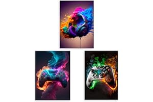 Cunegra Lot de 3 impressions d'art mural de jeu vidéo – Impressions d'art sur toile de jeu fluo colorées pour décoration de chambre d'adolescents et de garçons (20,3 x 25,4 cm, sans cadre)