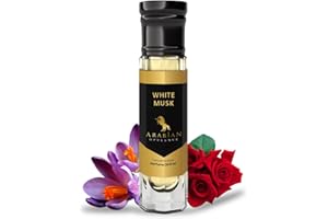 Arabian Opulence FR297 WHITE MUSK Roll-on olejek perfumowany, skoncentrowany olejek do ciała, długotrwały perfumy na bazie oleju dla kobiet, rozmiar podróżny, bez alkoholu, 6 ml