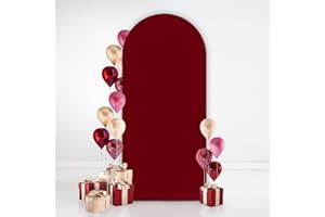 AIBIIN 0,8 x 1,8 m Burgunderroter Hintergrund in Bogenform, runde Oberseite, Bogenrahmenabdeckung, 2-seitige Passform, Hintergrundständer für Hochzeitszeremonie, Geburtstag, Party, Babyparty, Bankett,