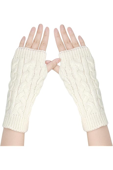 NATOSU Mitaines Sans Doigts Femme Hiver Tricotées - Chaudes Et Élégantes Multicolore L