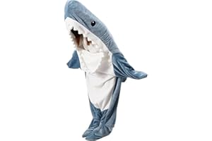 NUANHOM Shark Blanket Hoodie Onesie for Women Men,Wearable Shark Blanket,Soft Cozy Shark Sleeping Bag, Shark Onesie Halloween Xmas Cosplay Costume