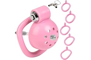 BDSMJOY chastity cage,Con 5 anillos para el pene y un tapón uretral flexible,bdsm Juguetes Eróticos Para Adultos,Abuso sexual en cautiverio SM extremo (Rosa)