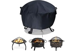 Iptienda Fire Pit Cover, 66x31cm Firepit Covers Waterproof, Round Firepit Cover Gas Fire Pit Covers Anti-UV with Drawstring for small firepits