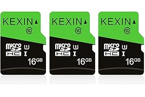 KEXIN TF Tarjeta de Memoria Micro SD de 16 GB MicroSDHS de hasta 70 MB/s, Tarjeta Externa UHS-1 Class 10 para Cámara Deportiva, IPC Cámara, Smartphone,Drone [3 Pack * 16GB]
