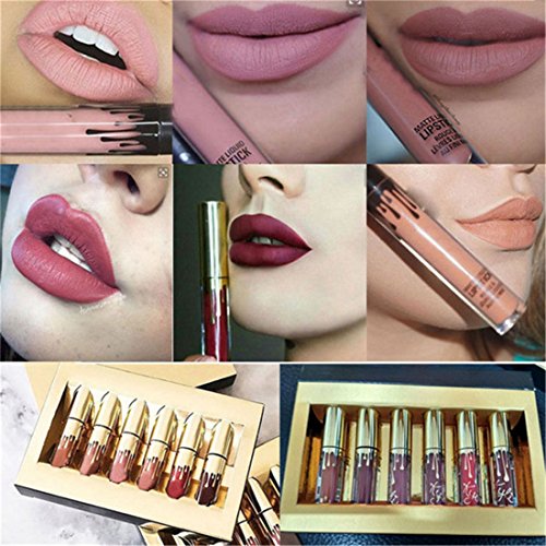 Cabet Lippenstifte Liquid Matt Lip Gloss Dauerrhaft Lip Liner Make up 6 Stück - 3