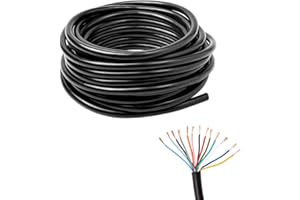 Feuunly Cavo a 13 Conduttori per Rimorchio 10m, Cavo Rimorchio 13x0,5 mm², 12V 24V Cavo Nero Tondi per Rimorchio Caravan Camion Trattori Auto RV (10 Metri)