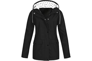 GENERIC Womens Breathable Lightweight Waterproof Jackets Solid Color Packable Rain Coat Hoody Windproof Hiking Outdoor Wear Plus Size Softshell Jacket Trench Coat for Women Uk