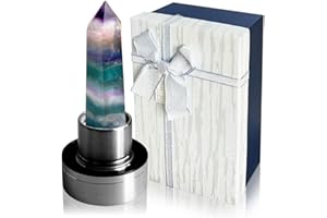 Tyuodna Wasser Heilsteine Flasche, Crystal Infusion Trinkflasche, Heilende Natürliche Wasserflasch, Auslaufsichere Quarz-Kristall Glas, Kristalltherapie, Edelsteinflasche (Bunter Fluorit)
