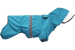 BT BEAR Chubasquero impermeable para perro, con capucha y agujero para el cuello, ala transparente, ultraligero, transpirable, reflectante, para perros de patas cortas, corgi, perro salchicha, XL