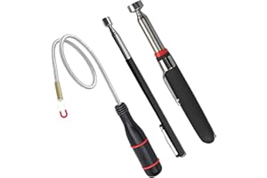 WQNNQW 3 Pièces Aimant Telescopique,Aimant Mecanique Auto,Aimant Mecanique,Aimant Flexible,Barre Magnétique Télescopique,Pour Récupérer Petites Pièces,Clés,Pièces Automobiles