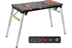TLGREEN 7 in1 Klappbare Werkbank höhenverstellbar,Tragbare Werkbank Mobil,Arbeitstisch Klappbar,100-200kg Tragkraft,Multifunktionstisch mit 4 pcs Rollen,Werktisch Spanntisch für Werkstatt,Haus,Büro