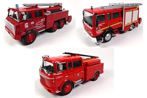 OPO 10 - Lot de 3 camions de Pompiers 1/43 Compatible avec Renault VI S180 + BERLIET GAK + FF 6x6 (P2+P8+P11)