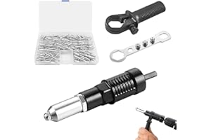 QINGLEE 5 Pièces Pince a Rivet Kit, Pince à Rivet avec 180 Rivets Aveugles, Riveteuse Electrique avec Tête de Rivet 2.4/3.2/4.0/4.8 mm, Pince à Insert Fileté, pour Visseuse Sans Fil et Perceuse (1)