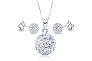 EMPATHY JEWELS Pendientes Sw Mujer de Plata - Pendientes de Plata Pequeños - Colgante Sw Mujer - Conjunto de Pendientes y Collar de Plata perfectos para hacer Regalos Originales