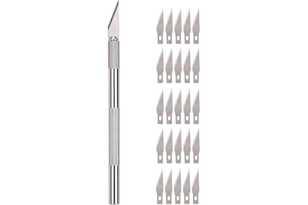Faded Precision Detail Craft Cutter Set with 25 Replacement Blades Sharp Hobby Knife for Fine Cutting Ideal for Art, DIY, Scrapbooking, Model Making, and Paper Craft Projects