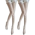 Lolita White Lace & Floral Patterned Tights for Women - Fish-Net & Spotty Options